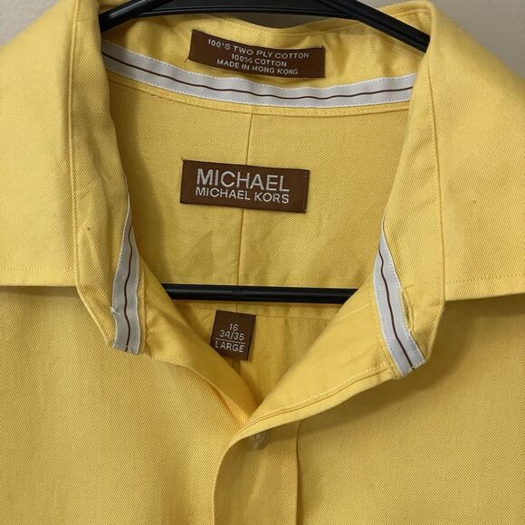 Michael Kors Mens Dress Shirt Large 34/35 100% Cotton Button Down Long Sleeve - Picture 4 of 5